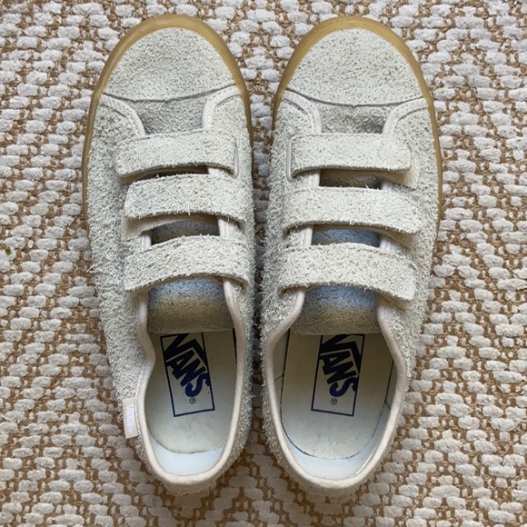 Vans Shoes - NEW Off White Suede Velcro Vans 7.5 women